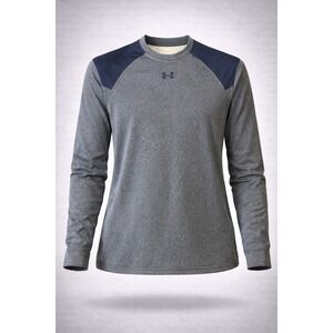 Under Armour ColdGear Mens XL Loose Fit Long Sleeve Shirt Grey Navy Blue Heather